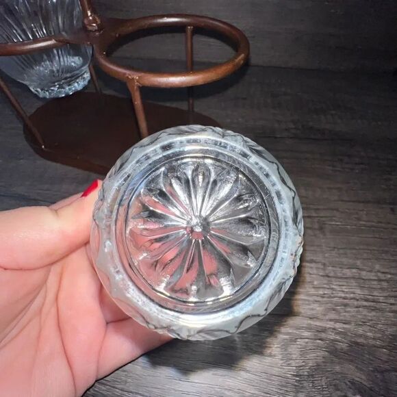 Vintage Kig Indonesia Starburst Glass with Bronze Iron Condiment Stand Carousel - Picture 7 of 7